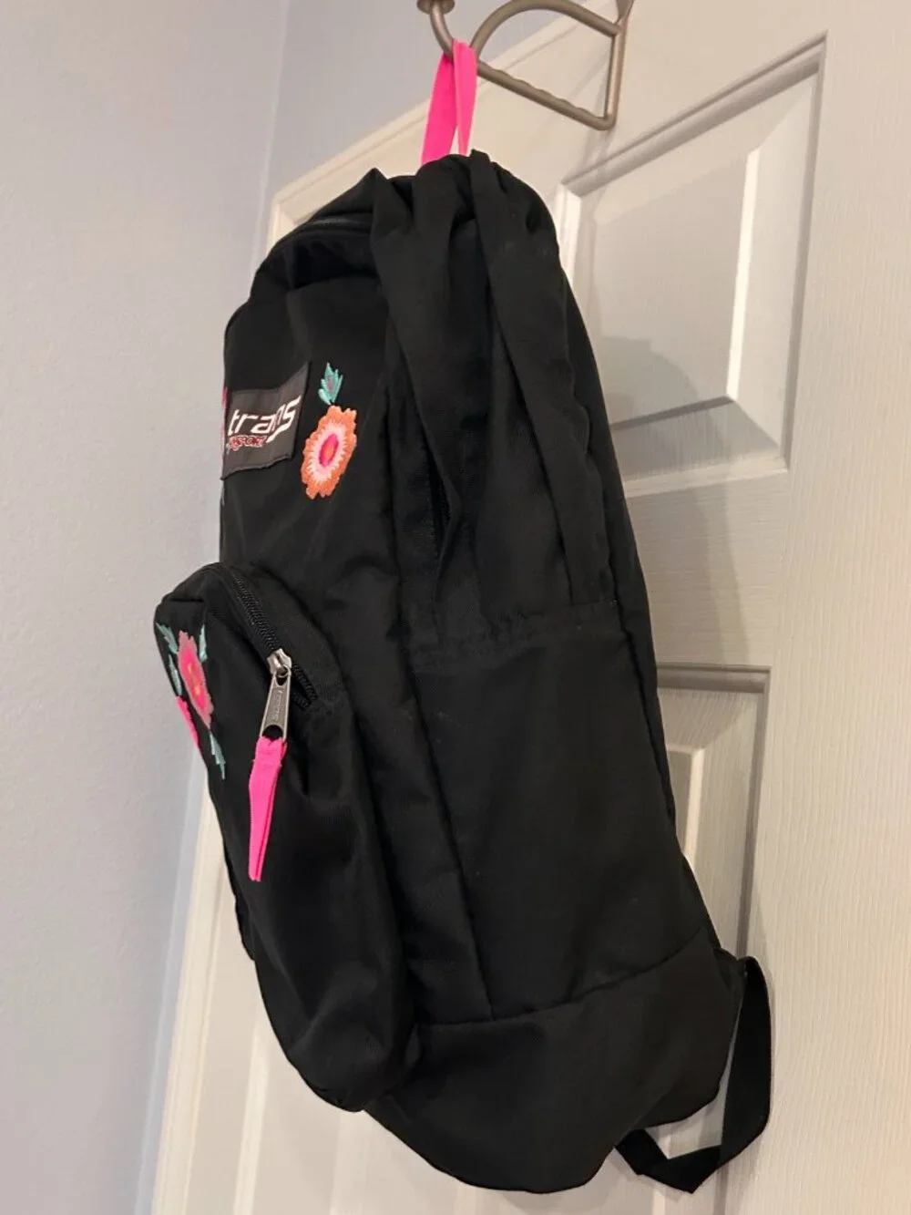 Jansport Trans Black Embroidered Floral Backpack